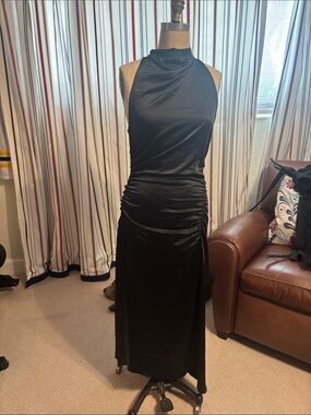 A.L.C. Black Halter Ruched Maxi Dress
